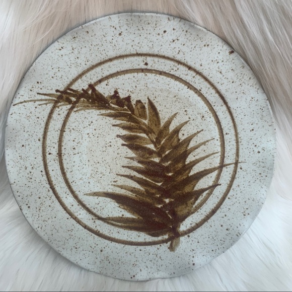 Vintage Fern Stoneware Ruffle Edge Art Deco Platter - Picture 2 of 6